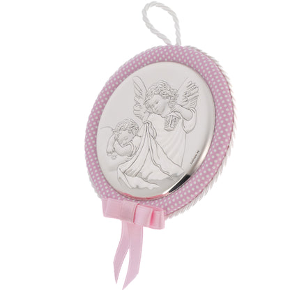 Capoculla rosa Angelo Custode, con carillon. Diametro 11 cm