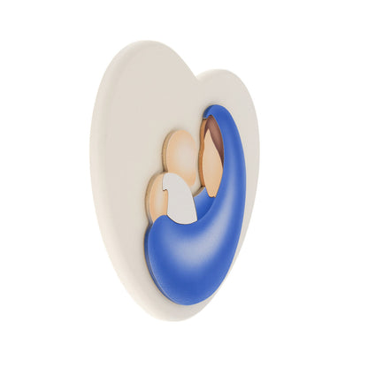 Tavola Cuore in legno e Madonna con Bambino. Dimensioni 18x20 cm
