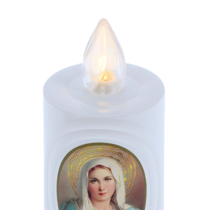 Lumino elettronico con immagine Madonna, durata 120 giorni. Altezza 10,2 cm