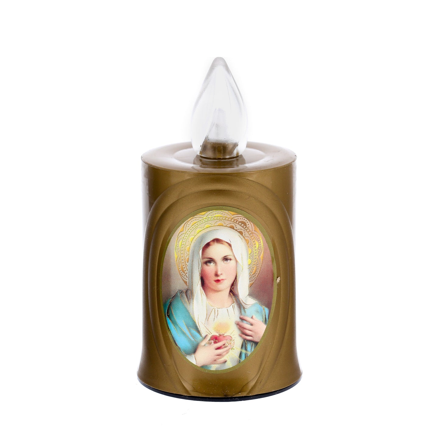 Lumino elettronico con immagine Madonna, durata 120 giorni. Altezza 10,2 cm