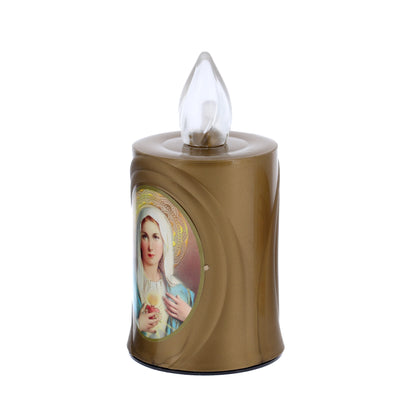 Lumino elettronico con immagine Madonna, durata 120 giorni. Altezza 10,2 cm