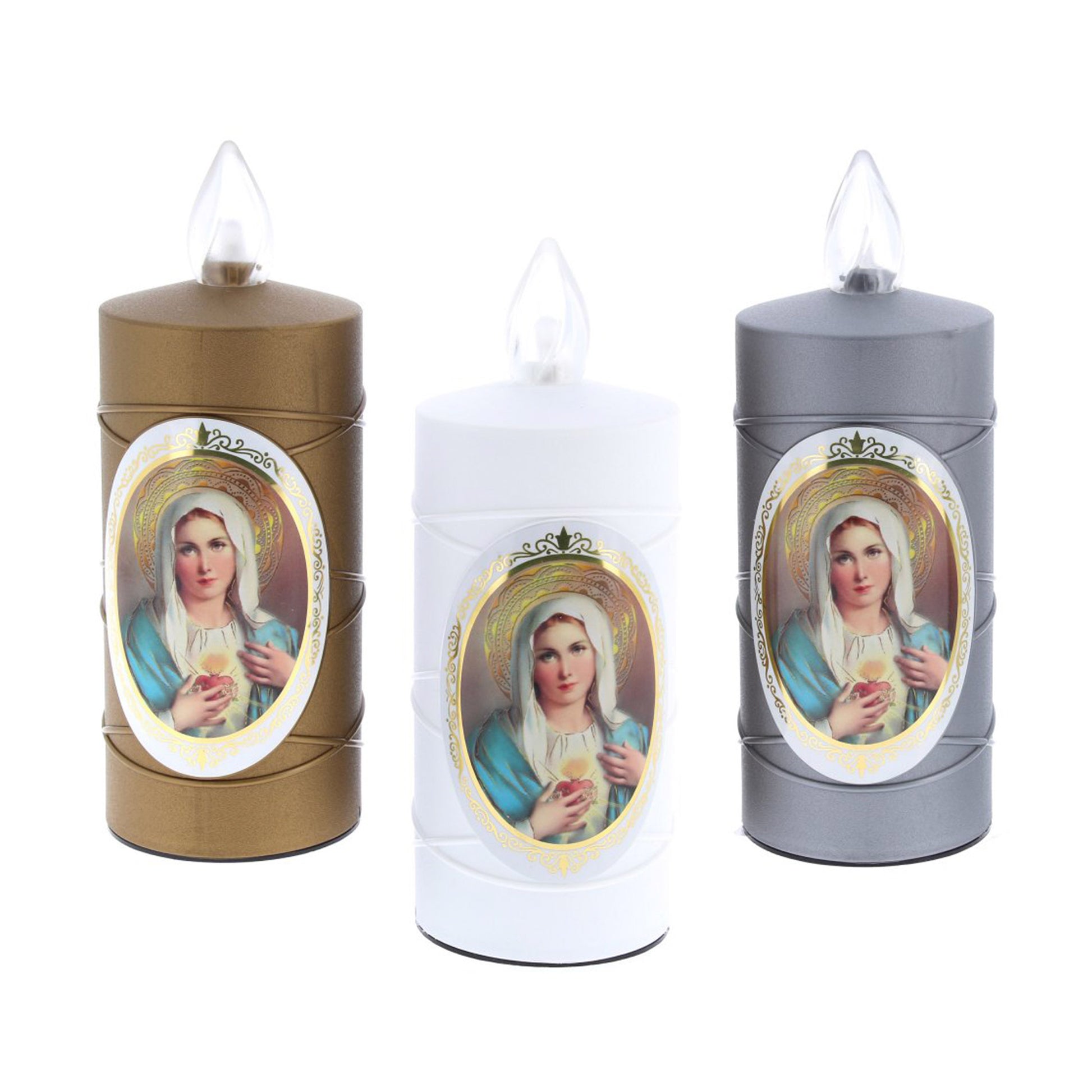 Lumino elettronico immagine Madonna, durata 120 giorni. Altezza 15 cm