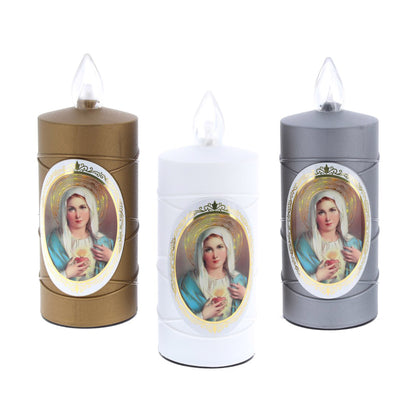 Lumino elettronico immagine Madonna, durata 120 giorni. Altezza 15 cm