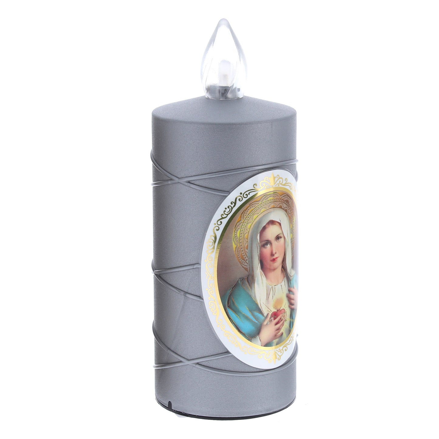 Lumino elettronico immagine Madonna, durata 120 giorni. Altezza 15 cm