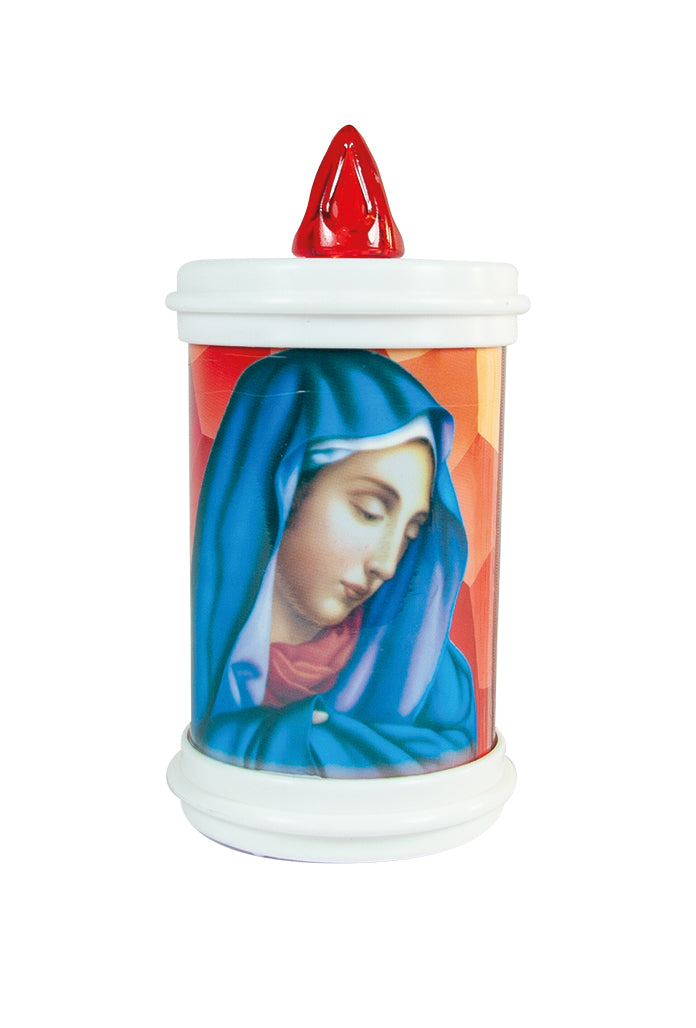 Lumino elettronico "Madonna Addolorata", durata 120 giorni. Altezza 13 cm