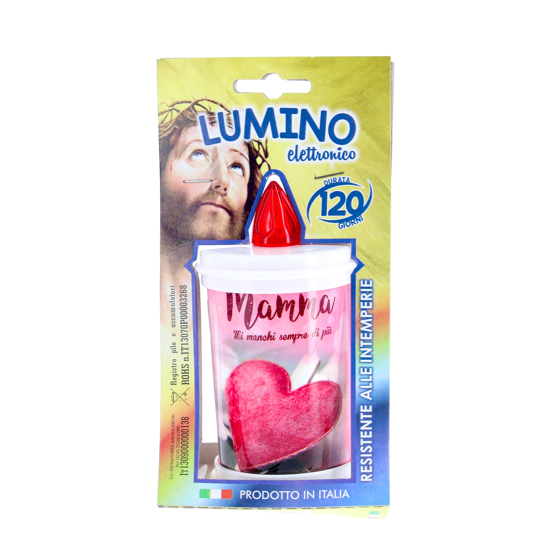 Lumino elettronico "Mamma", durata 120 giorni. Altezza 13 cm