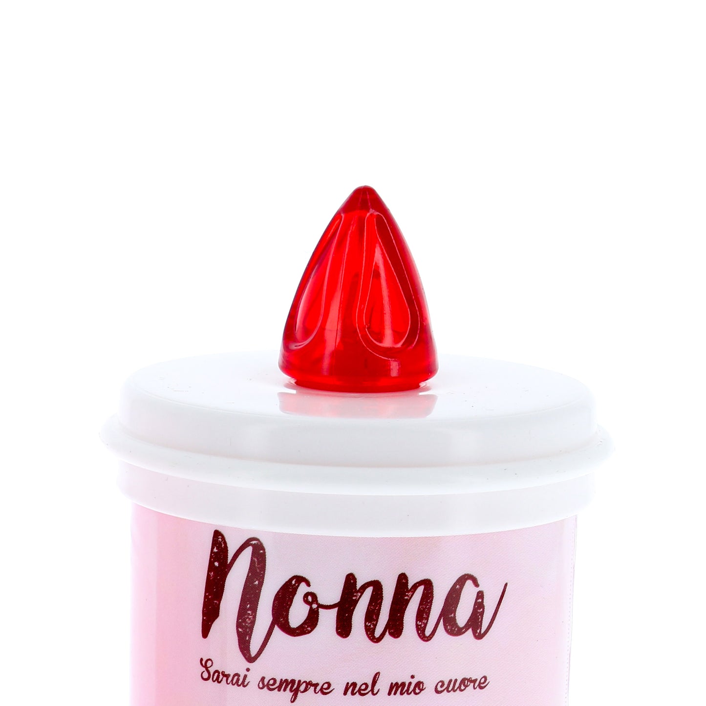 Lumino elettronico "Nonna", durata 120 giorni, luce rossa. Diametro 7 cm e altezza 13 cm