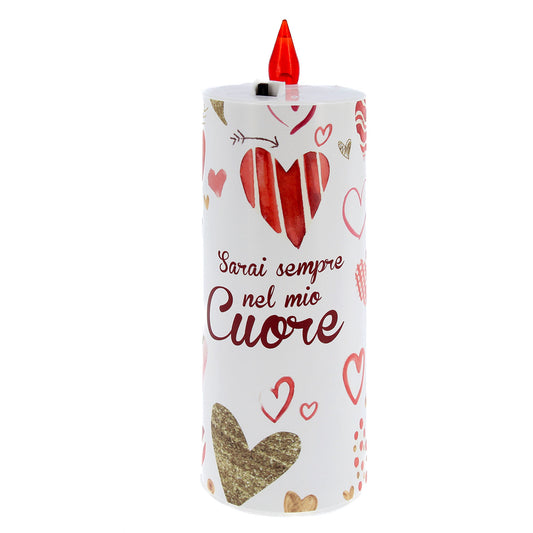 Lumino elettronico "Sarai sempre nel mio cuore", durata 150 giorni. Altezza 17,5 cm