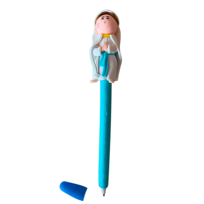 Penna dei Santi con raffigurazione Nostra Signora di Lourdes. Lunghezza 17 cm