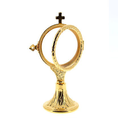 Teca da esposizione in fusione ottone dorato zecchino. Dimensioni 9x18 cm