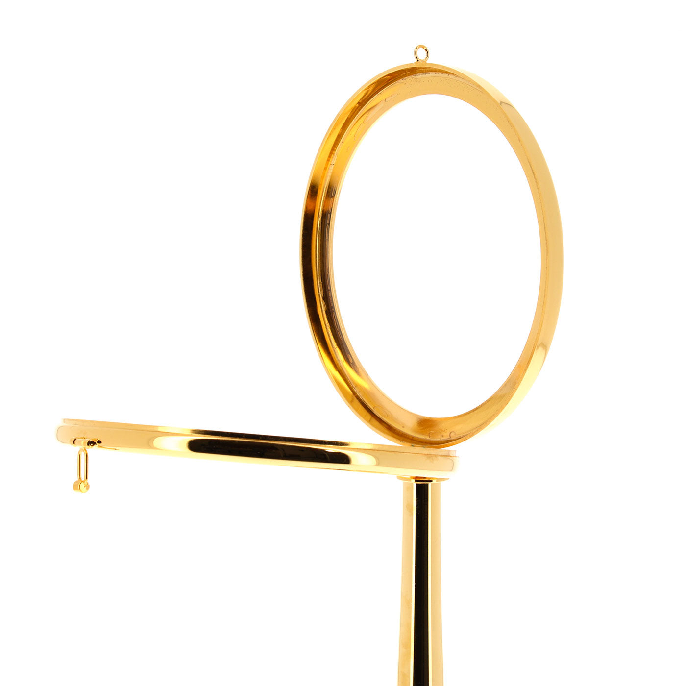 Teca da esposizione per Ostia Magna in fusione ottone dorato zecchino. Dimensioni 16x40 cm