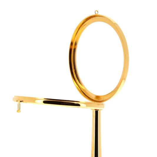 Teca da esposizione per Ostia Magna in fusione ottone dorato zecchino. Dimensioni 16x40 cm