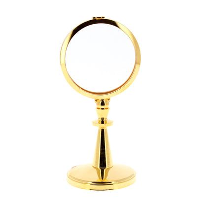 Teca da esposizione su stelo in ottone dorato. Dimensioni h. 16,5 cm e diametro 8 cm