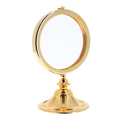 Teca da esposizione "Petalo" per Ostia Magna in ottone dorato. Dimensioni h.25 cm e diametro 16 cm