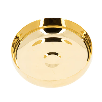 Patena offertoriale in ottone dorato. Diametro 14 cm