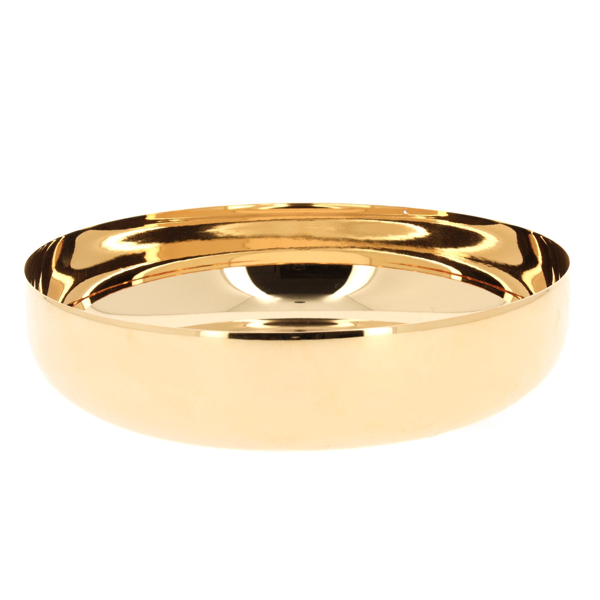 Patena offertoriale in ottone dorato. Diametro 16 cm