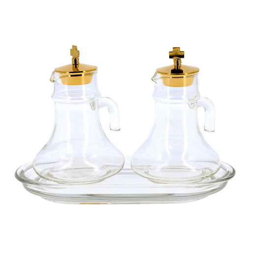 Servizio ampolle da 100 ml, su vassoio in vetro