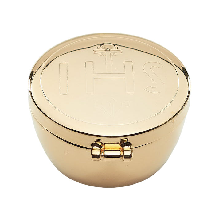 Teca classica con incisione IHS. Dimensioni 3,2x5,4 cm
