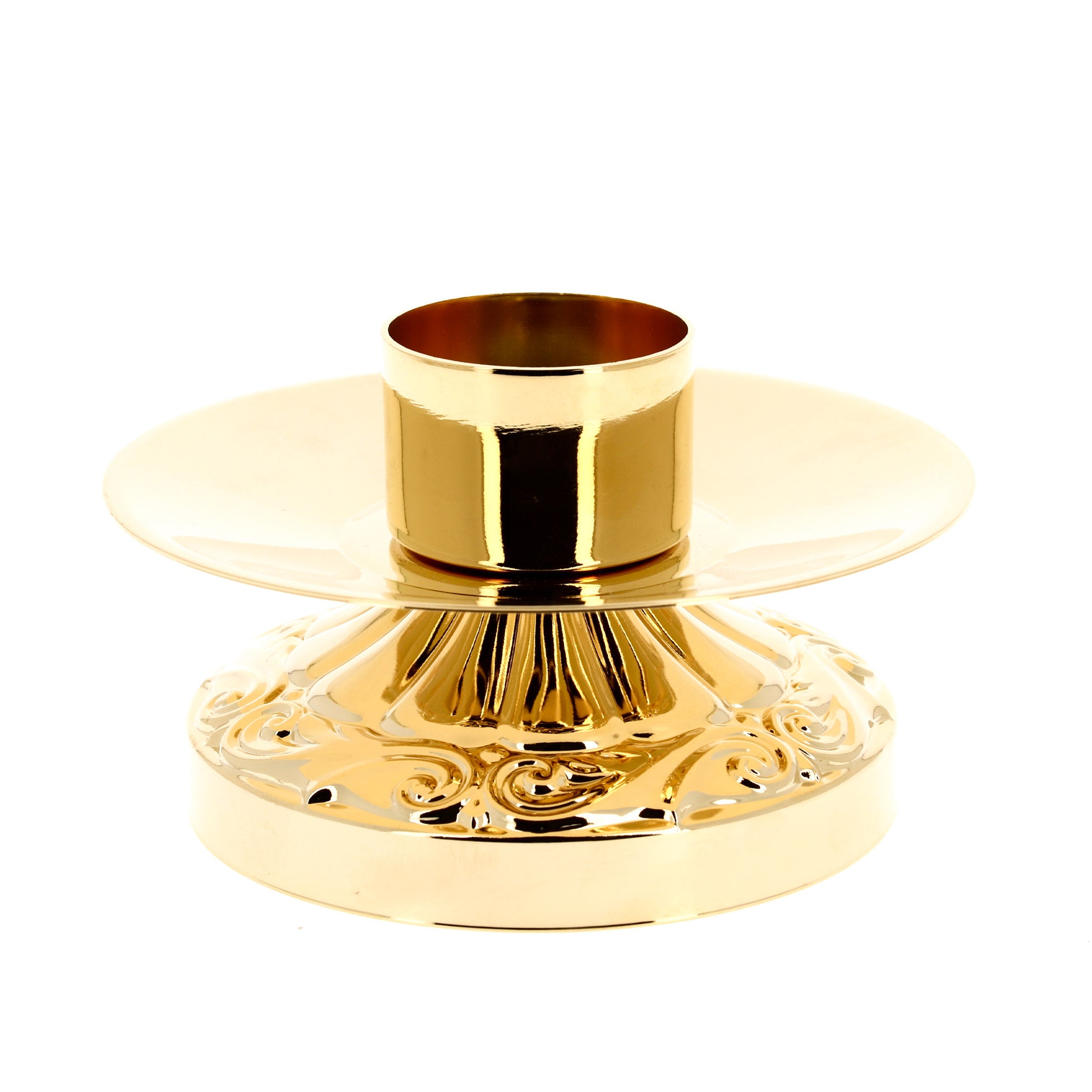 Candeliere impero in ottone dorato per finte candele con  diametro 4 cm. Dimensioni 8x12 cm