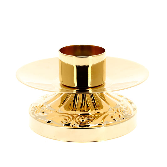 Candeliere impero in ottone dorato per finte candele con  diametro 4 cm. Dimensioni 8x12 cm