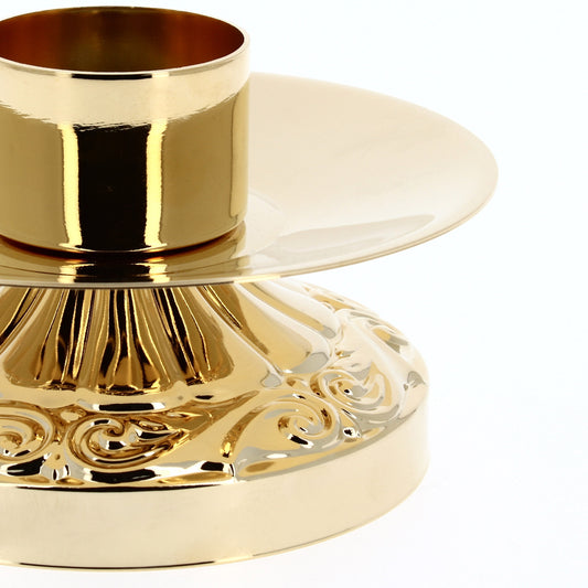 Candeliere impero in ottone dorato per finte candele con  diametro 4 cm. Dimensioni 8x12 cm