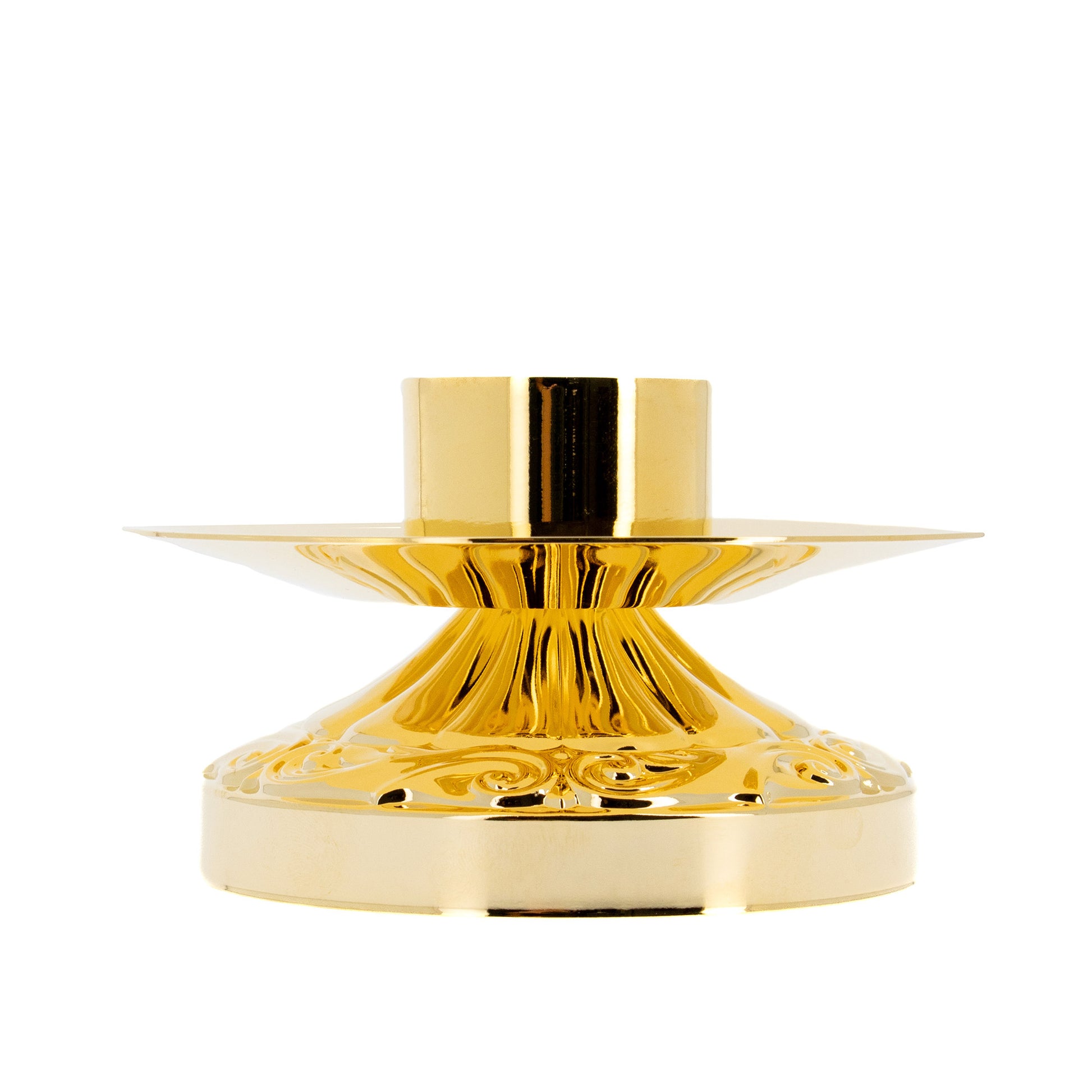 Candeliere impero in ottone dorato per finte candele con  diametro 4 cm. Dimensioni 8x12 cm