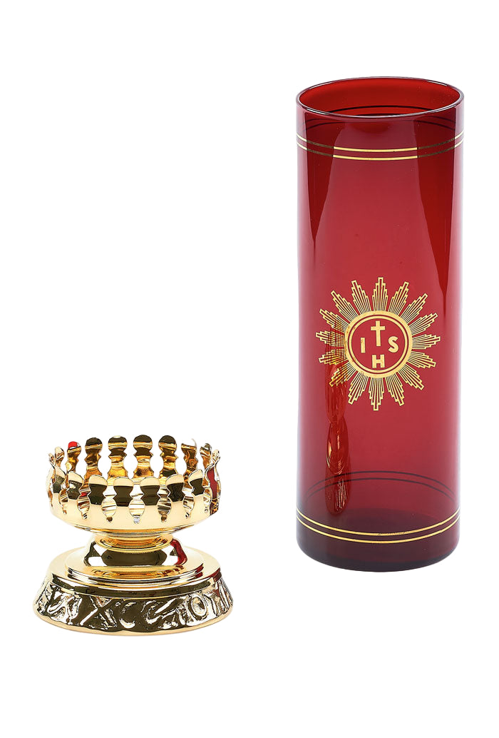 Portavetro per Santissimo base pesante in bronzo dorato. Dimensioni 9,5x7,5 cm