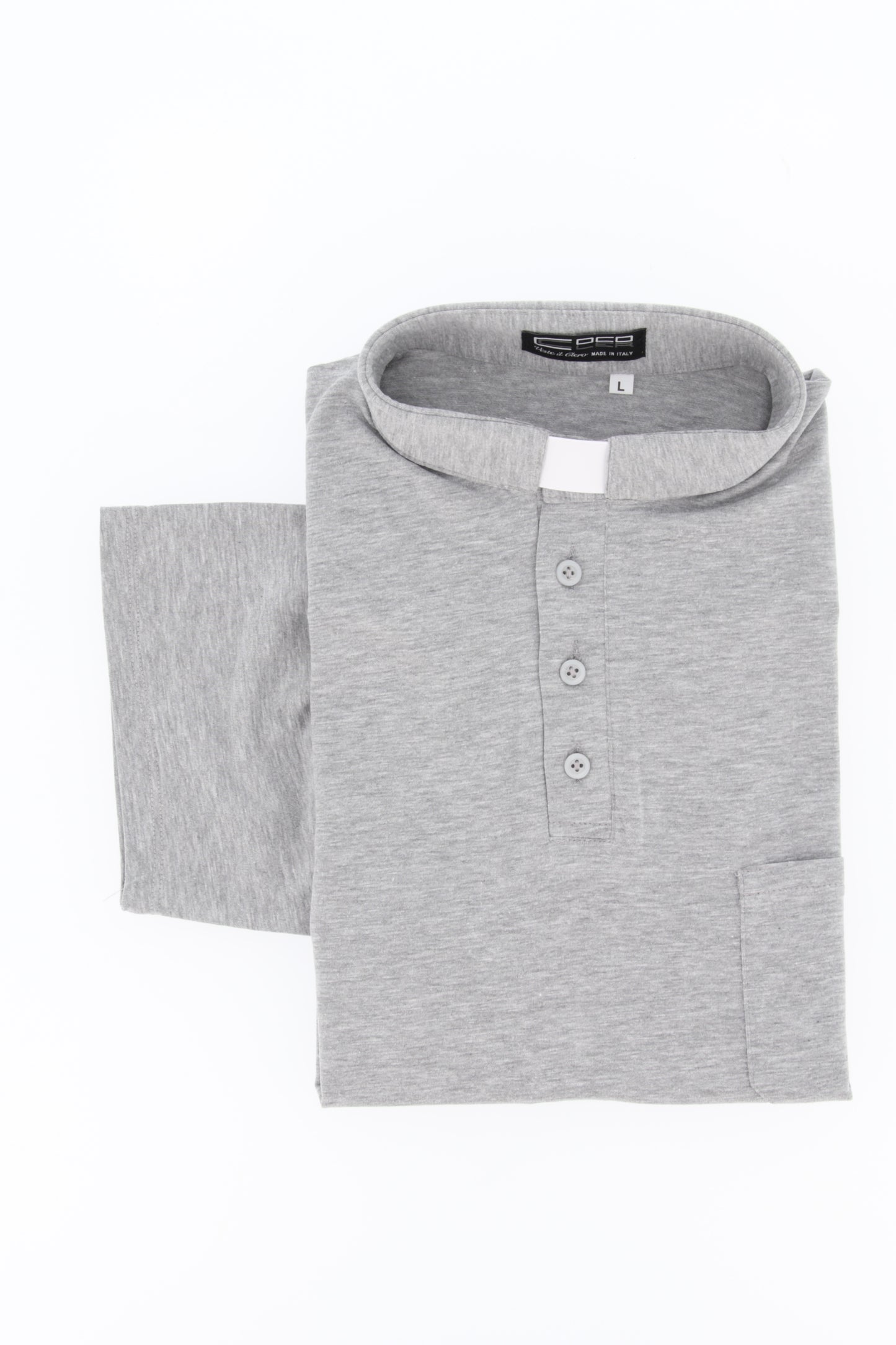 Maglia polo grigio chiaro, manica corta, cotone