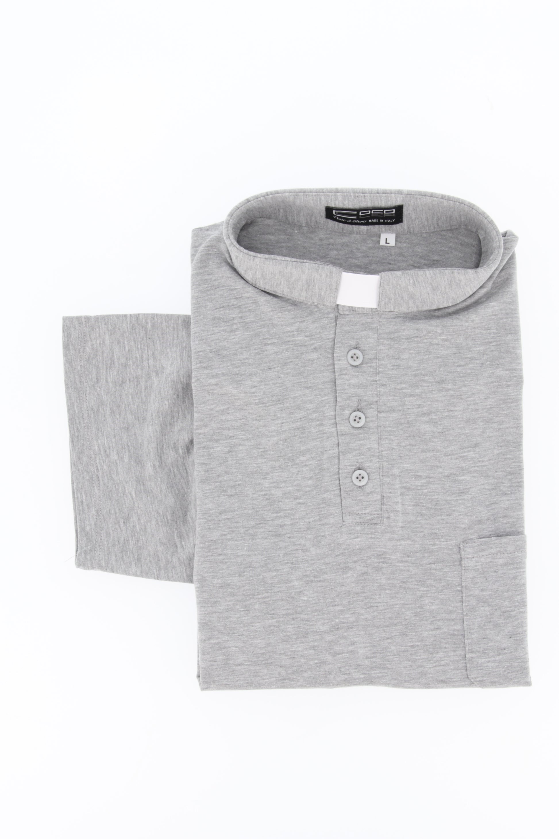 Maglia polo grigio chiaro, manica corta, cotone