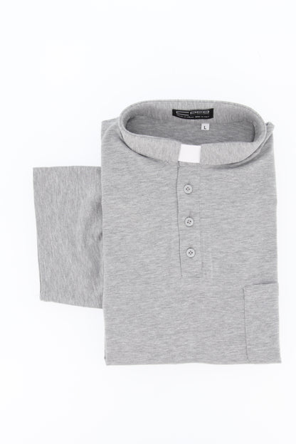 Maglia polo grigio chiaro, manica corta, cotone