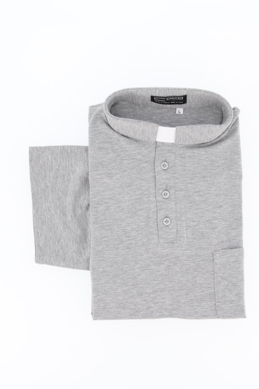 Maglia polo grigio chiaro, manica corta, cotone