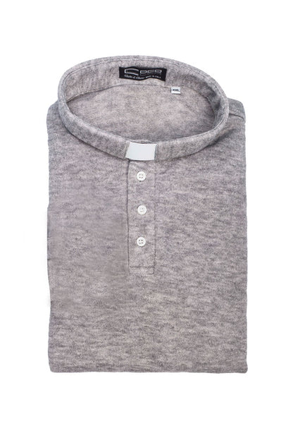 Maglia polo grigio chiaro, manica corta, cotone