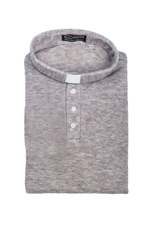 Maglia polo grigio chiaro, manica corta, cotone