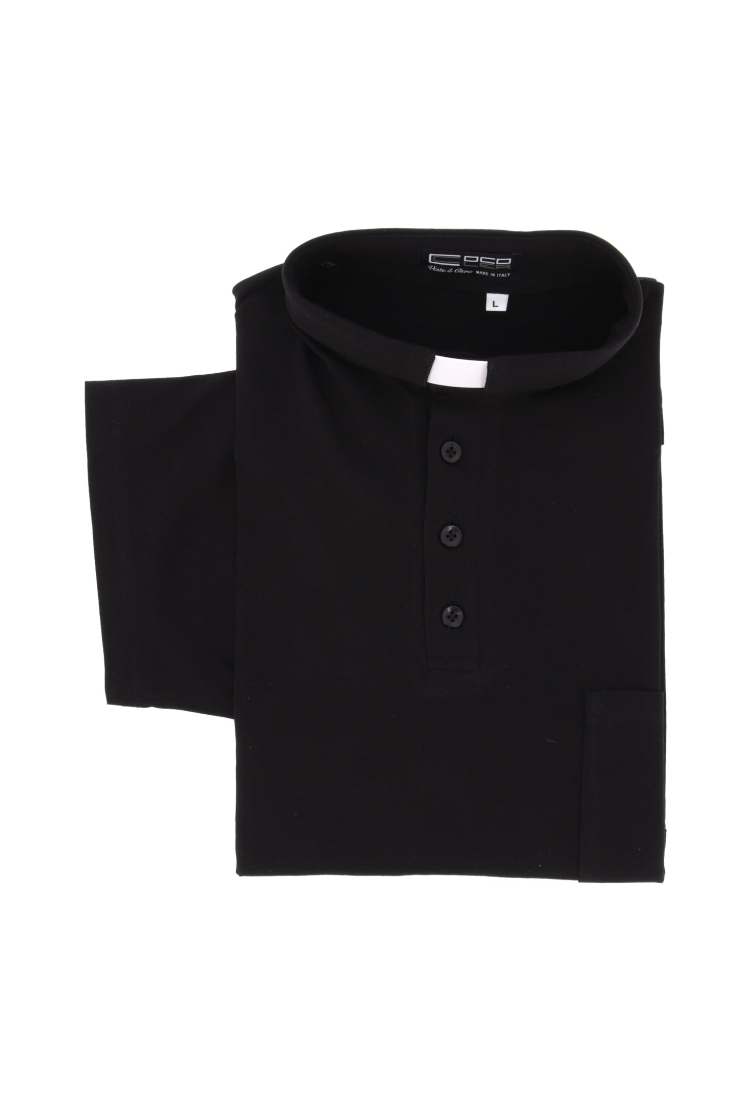 Maglia polo nera, manica corta, cotone