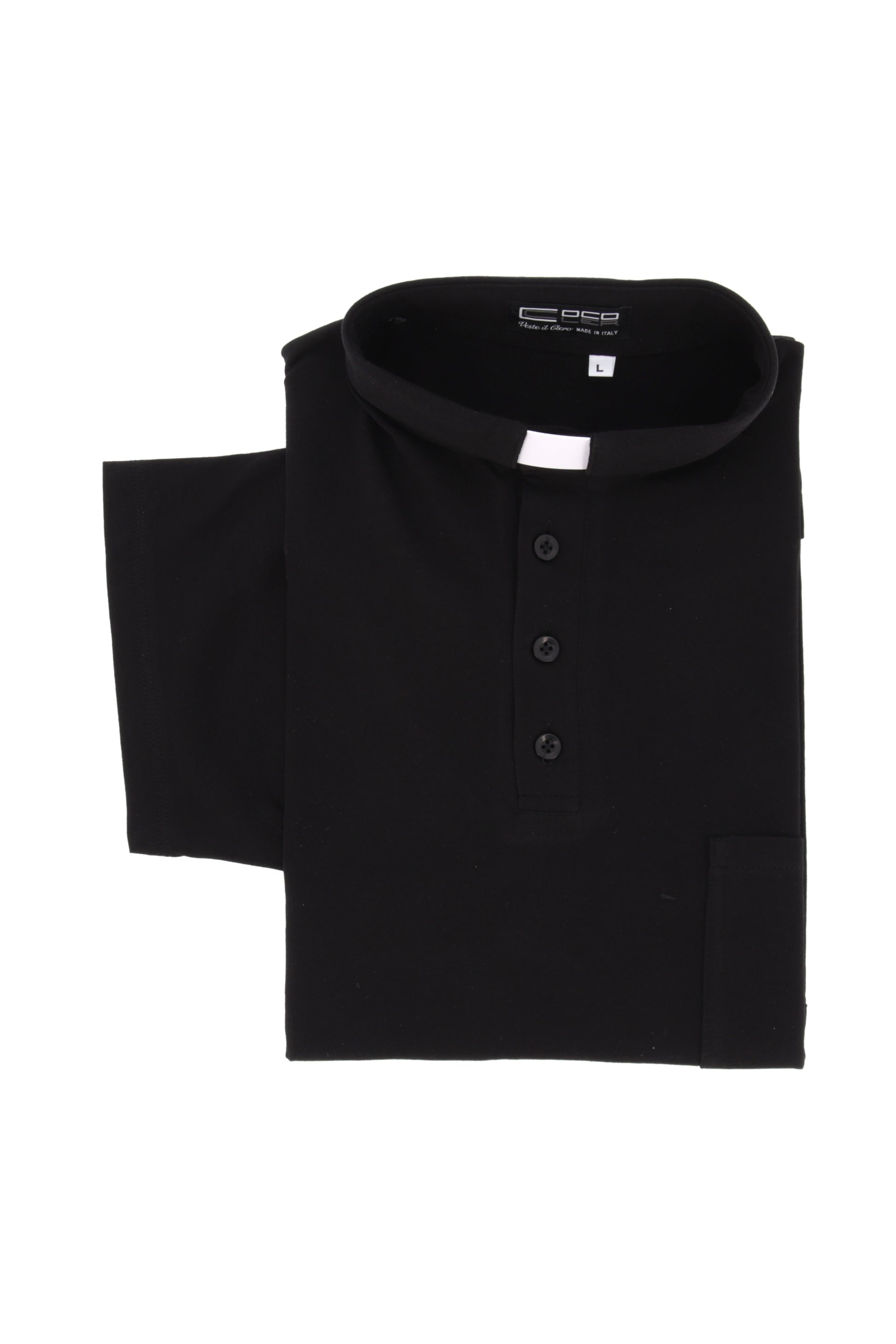 Maglia polo nera, manica corta, cotone