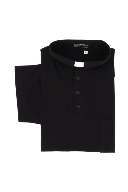 Maglia polo nera, manica corta, cotone