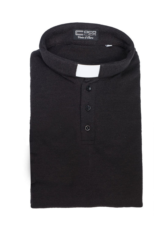 Maglia polo nera, manica corta, cotone