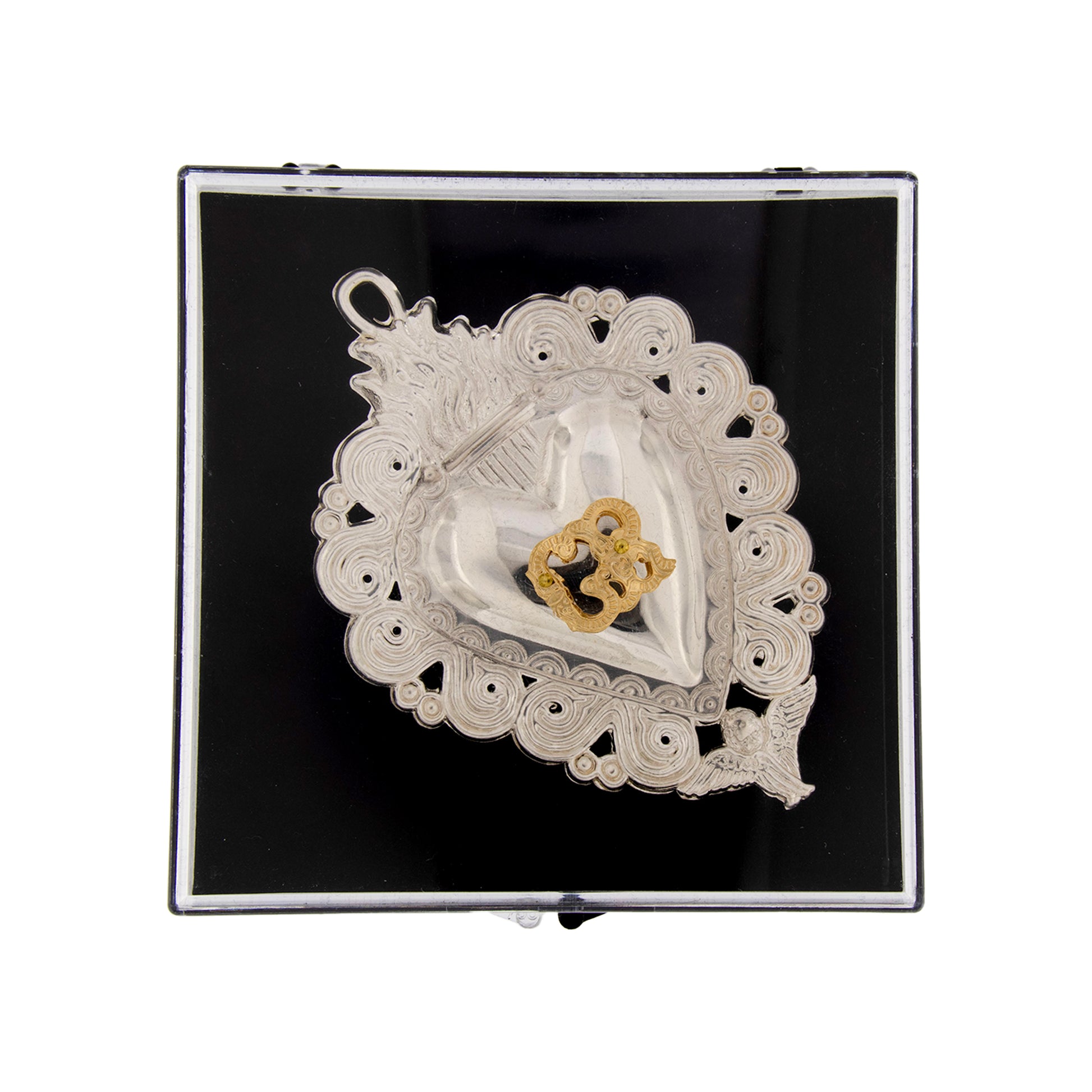Cuore Votivo, in argento 925. Dimensioni 7x10 cm