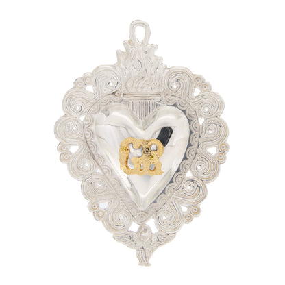 Cuore Votivo, in argento 925. Dimensioni 7x10 cm