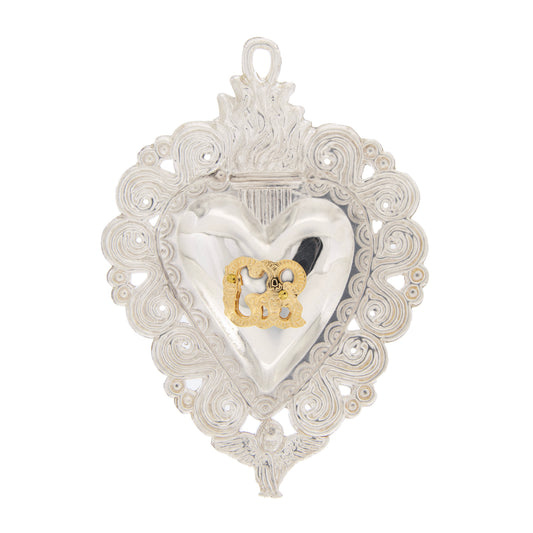 Cuore Votivo, in argento 925. Dimensioni 7x10 cm