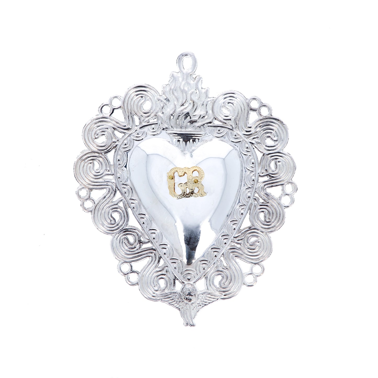 Cuore Votivo, in argento 925. Dimensioni 11x13,5 cm