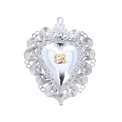 Cuore Votivo, in argento 925. Dimensioni 11x13,5 cm