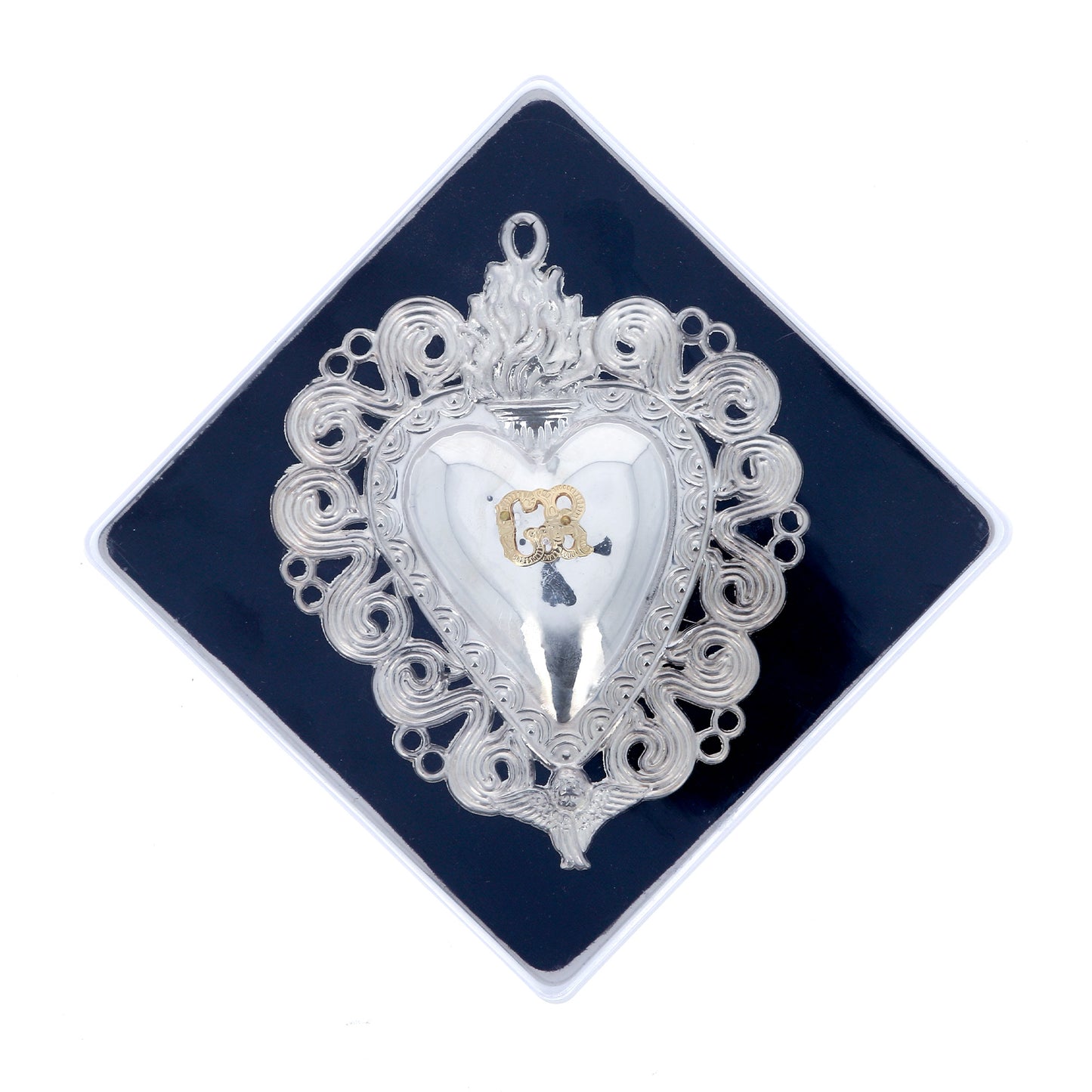 Cuore Votivo, in argento 925. Dimensioni 11x13,5 cm