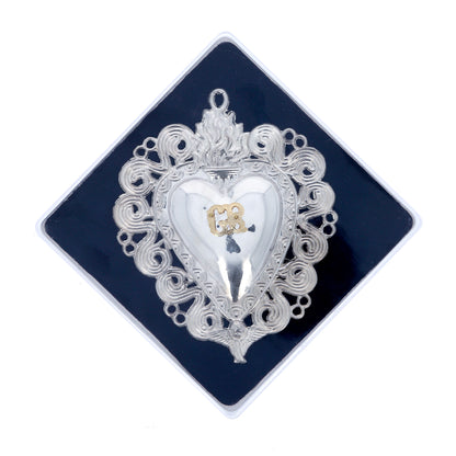 Cuore Votivo, in argento 925. Dimensioni 11x13,5 cm