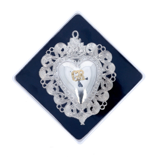 Cuore Votivo, in argento 925. Dimensioni 11x13,5 cm