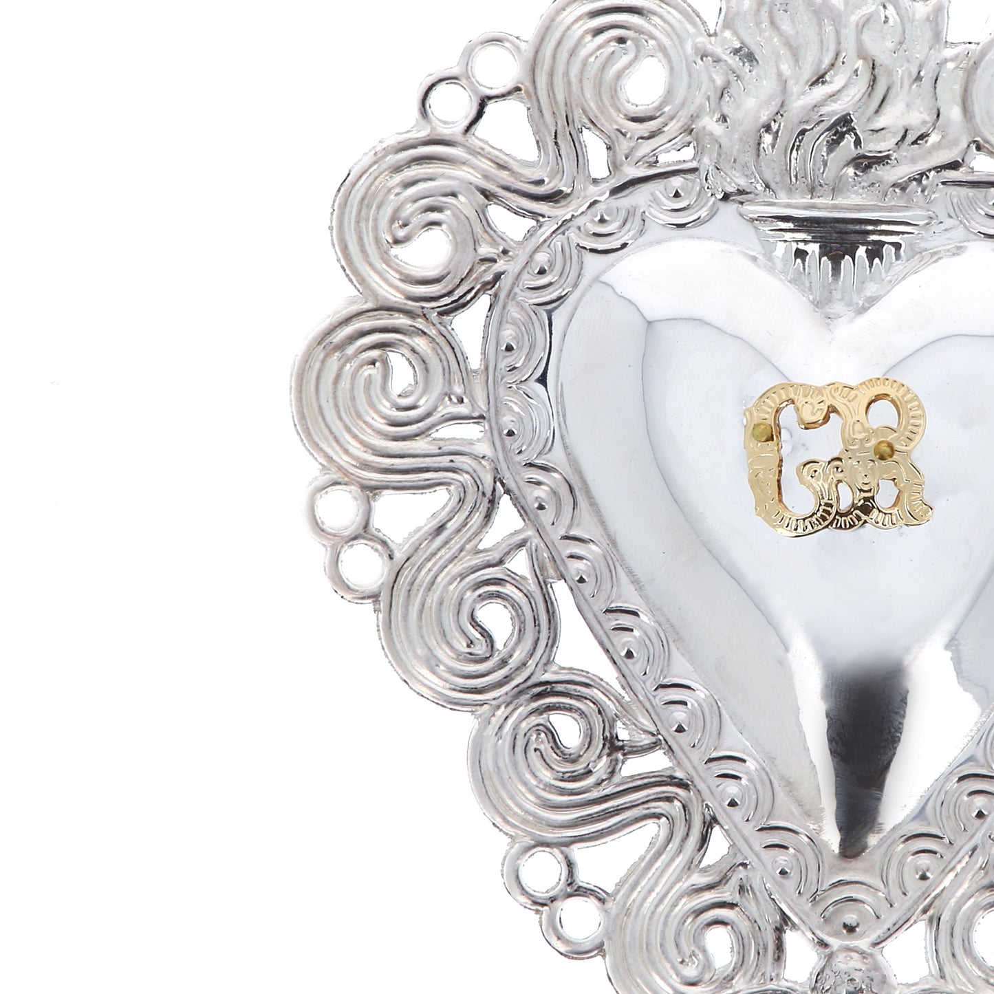 Cuore Votivo, in argento 925. Dimensioni 11x13,5 cm