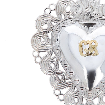 Cuore Votivo, in argento 925. Dimensioni 11x13,5 cm