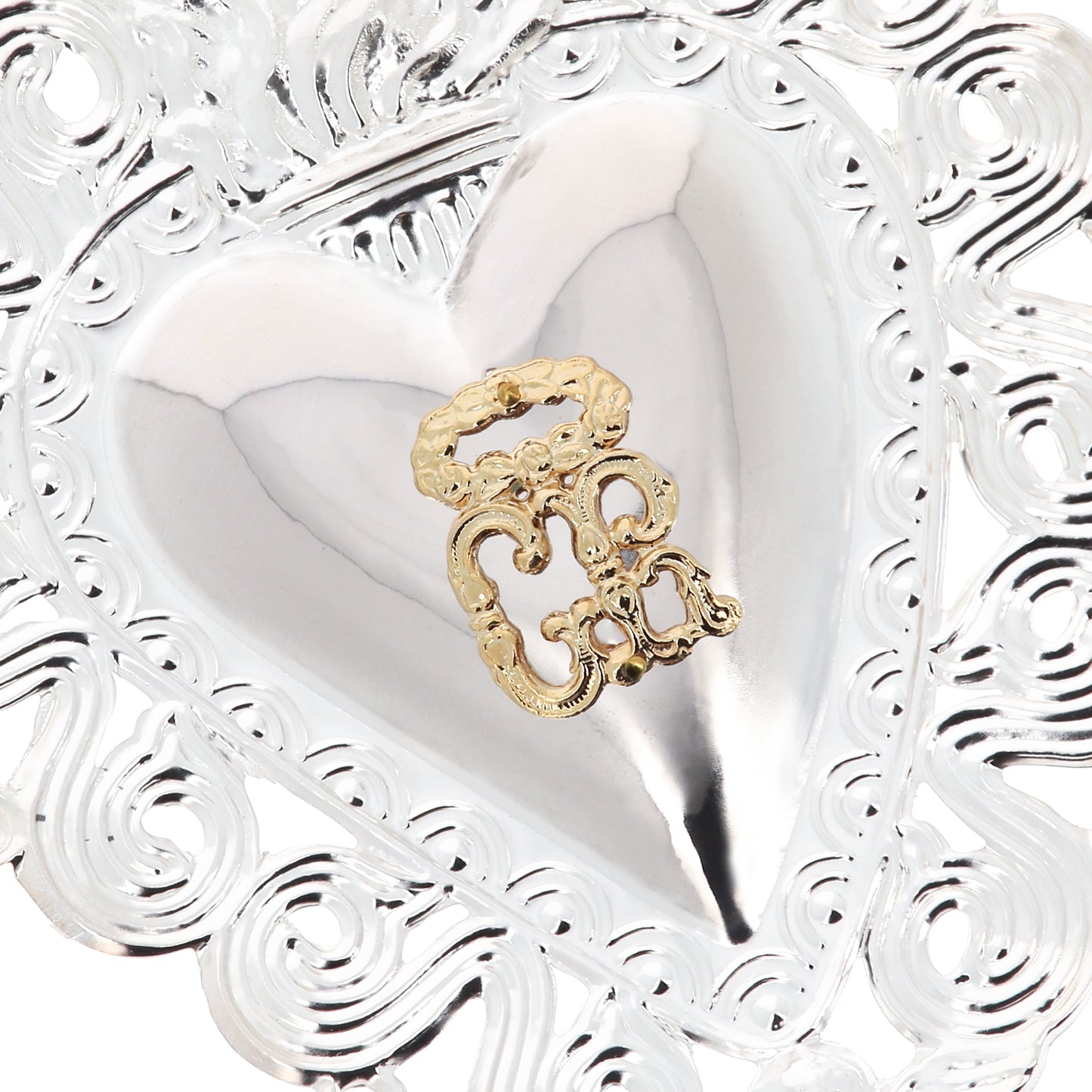 Cuore Votivo, in argento 925. Dimensioni 13x17 cm
