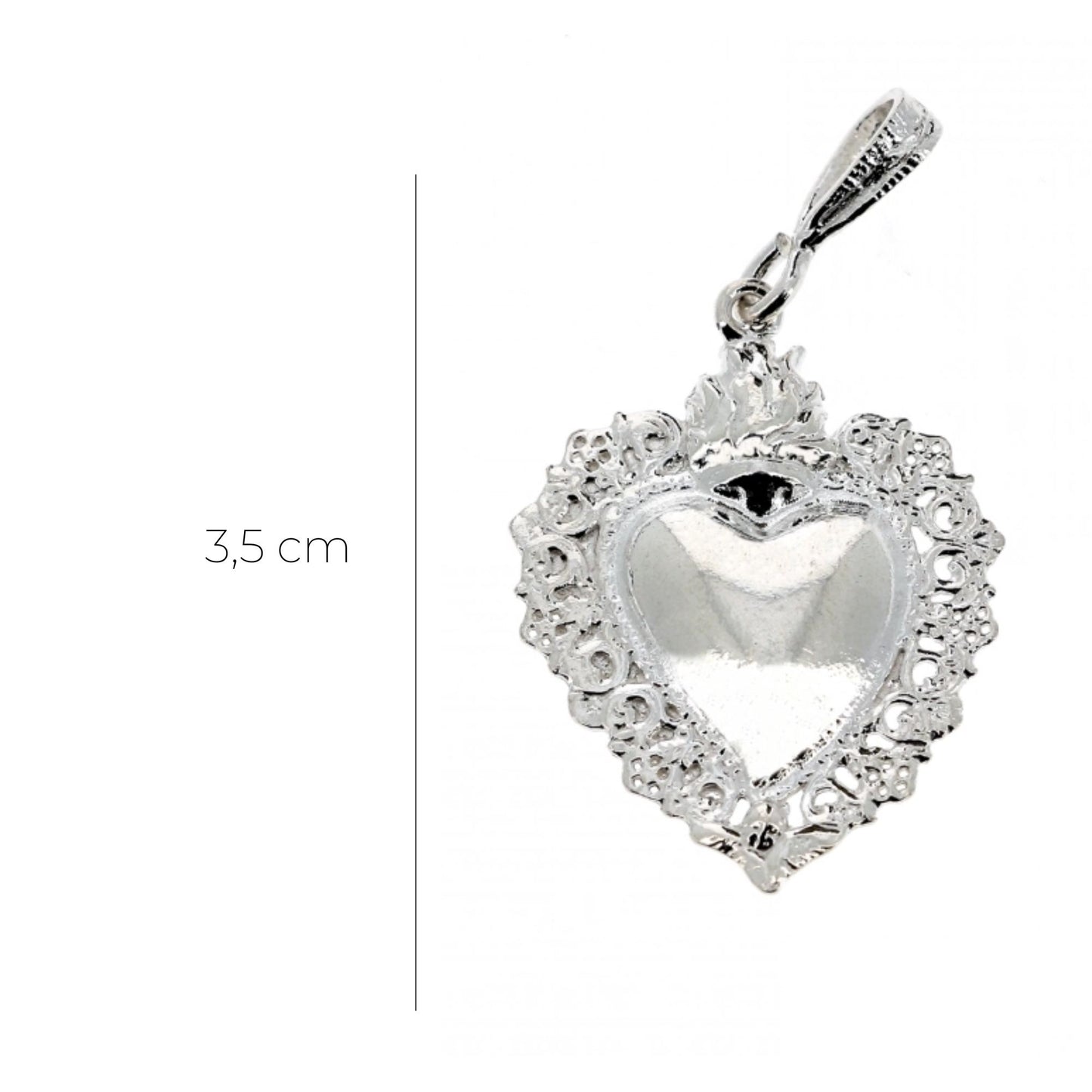 Ciondolo cuore Votivo in argento 925. Altezza 3,5 cm