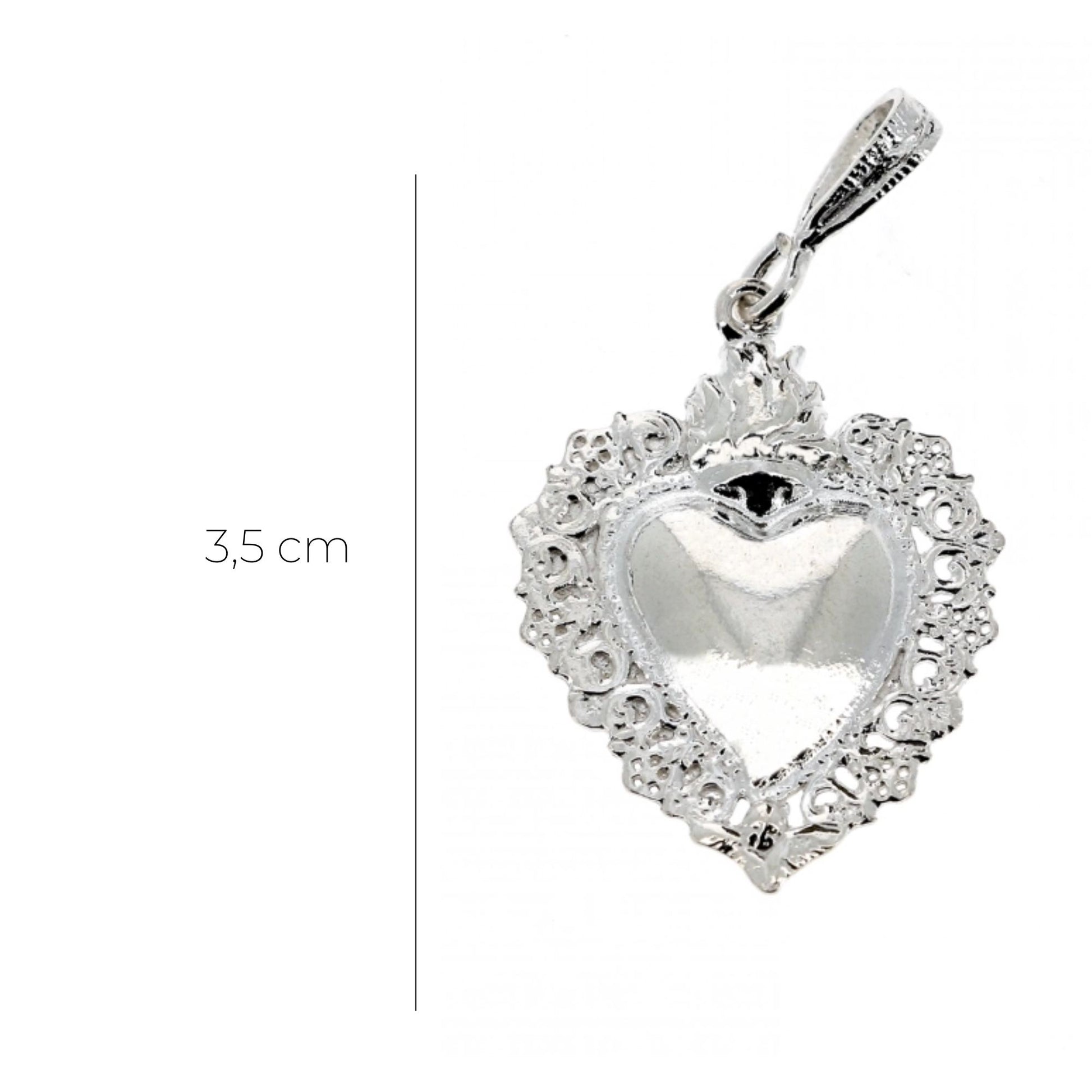 Ciondolo cuore Votivo in argento 925. Altezza 3,5 cm